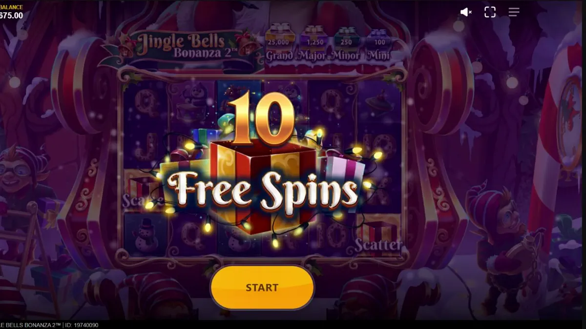 Tampilan visual slot Jingle Bells Bonanza 2 dengan tema Natal yang ceria